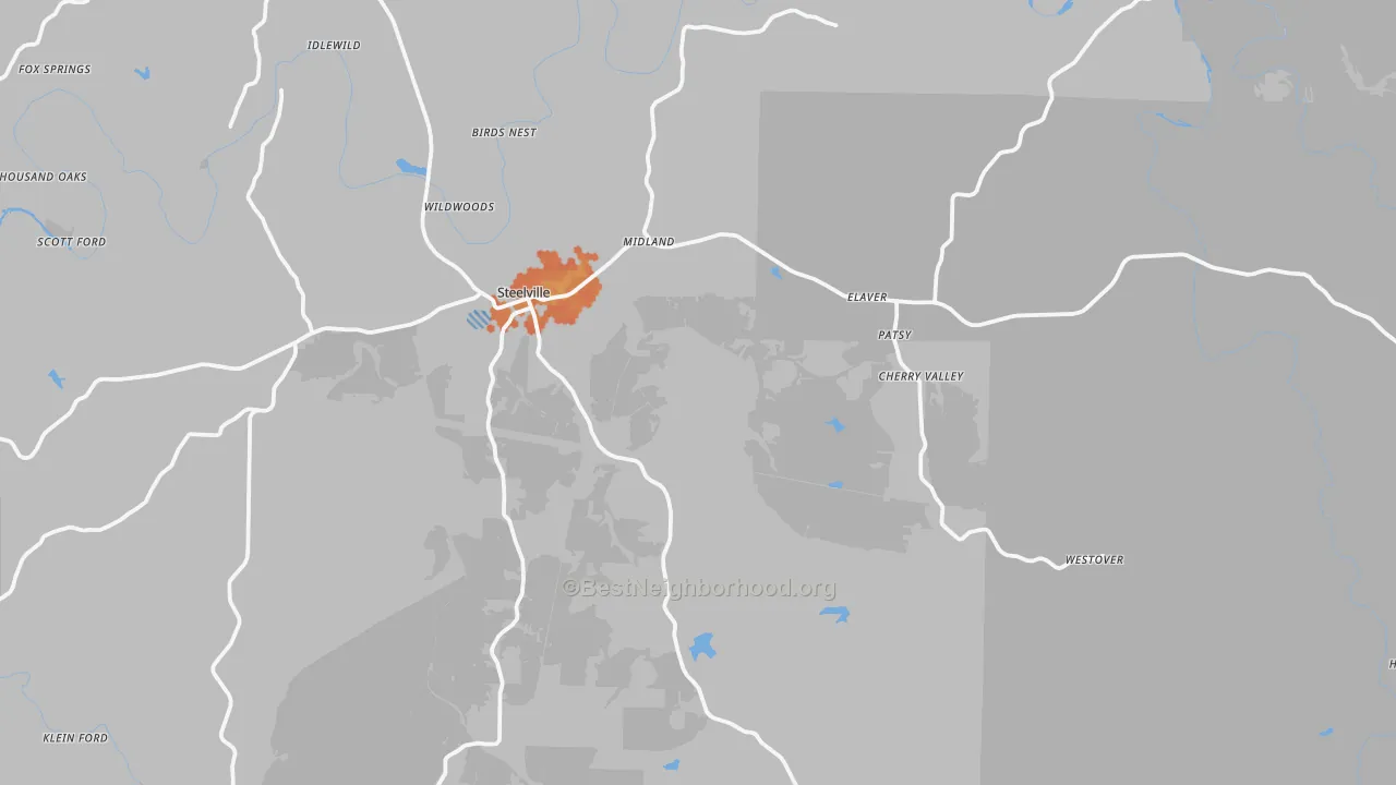 Bike Grade map of Steelville, MO