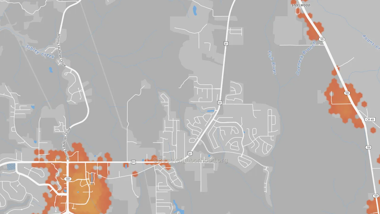 Bike Grade map of Steelwood, AL