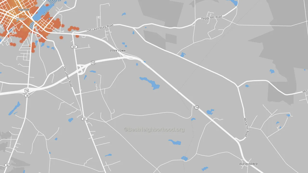 Bike Grade map of Steen Town, NC