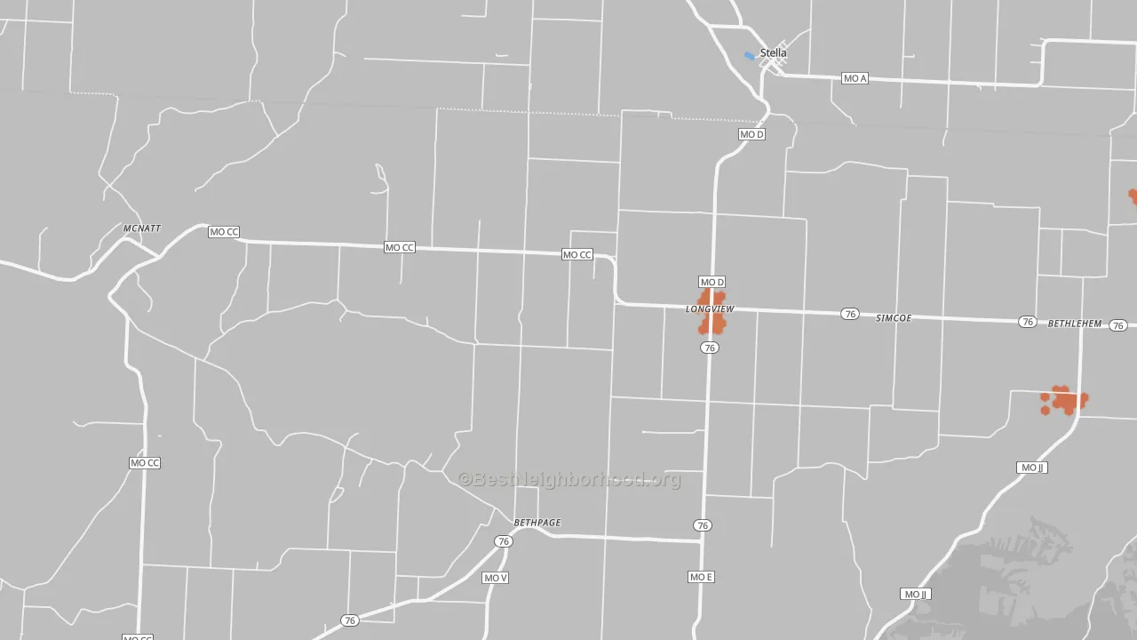 Bike Grade map of Stella, MO