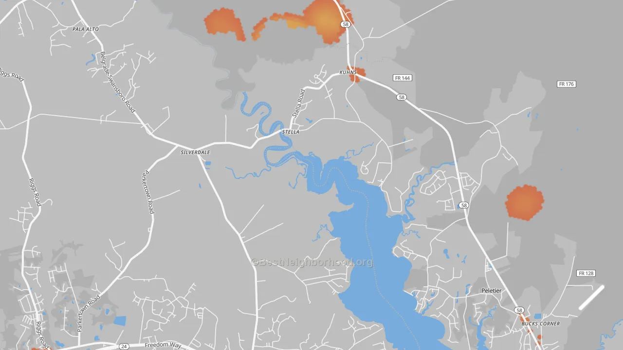 Bike Grade map of Stella, NC