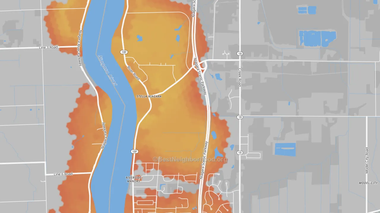 Bike Grade map of Stella Niagara, NY