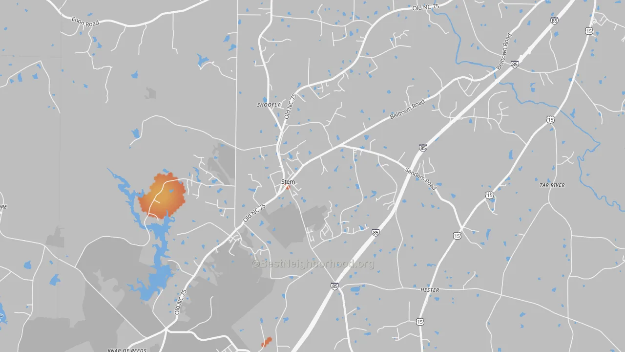 Bike Grade map of Stem, NC