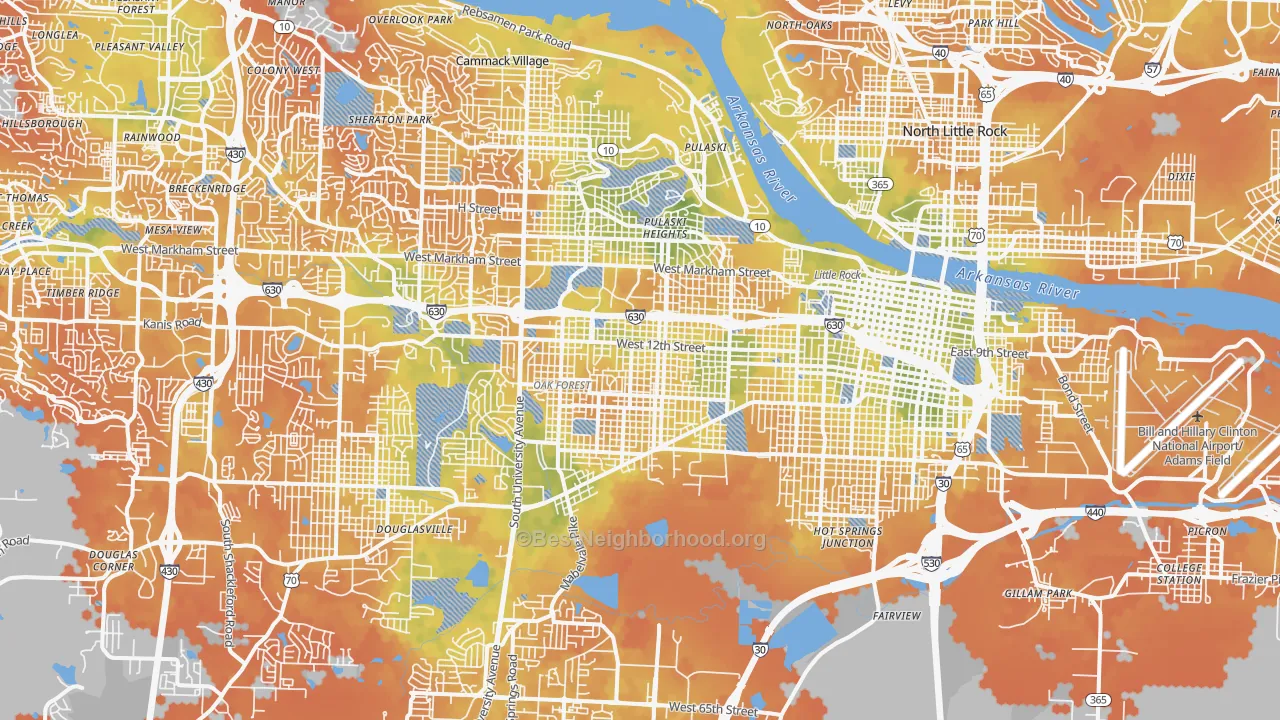 Bike Grade map of Stephens, Little Rock, AR