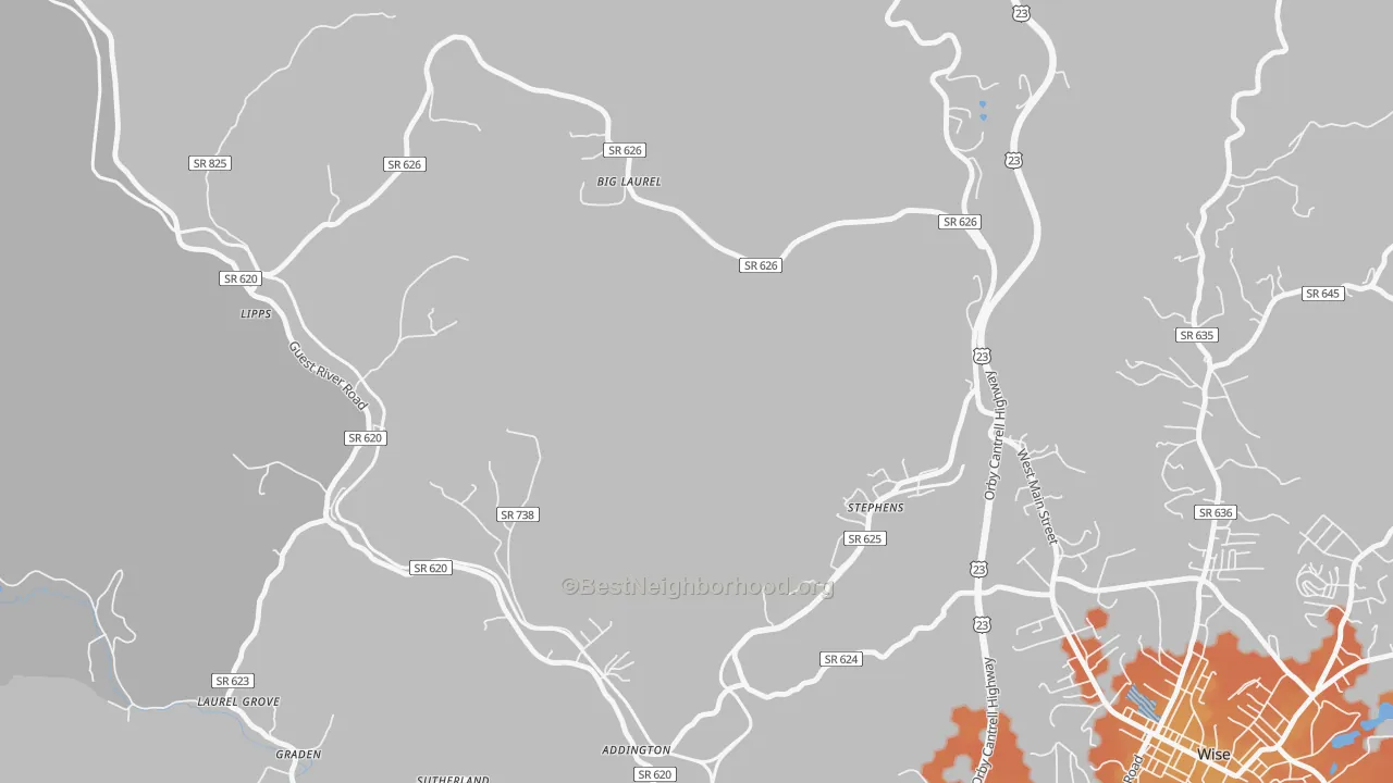 Bike Grade map of Stephens, VA