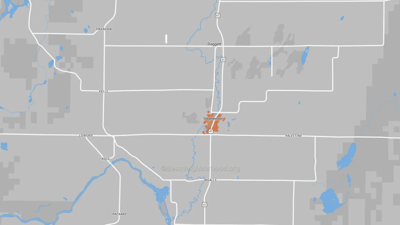 Bike Grade map of Stephenson, MI