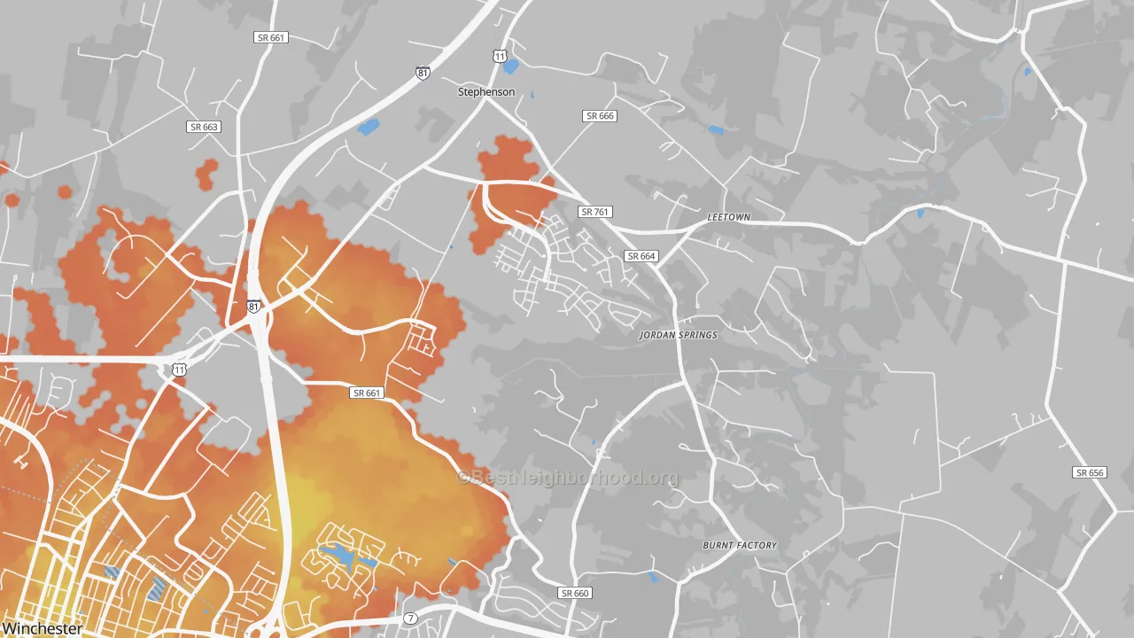 Bike Grade map of Stephenson, VA
