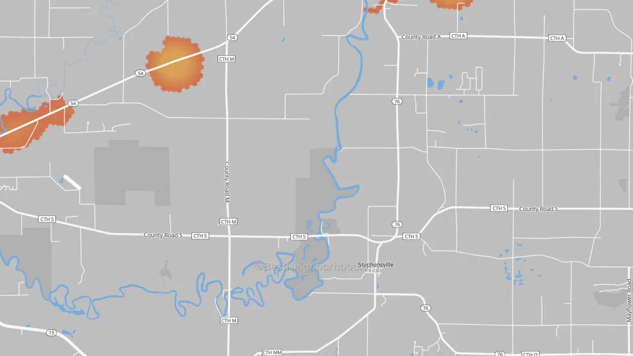 Bike Grade map of Stephensville, WI