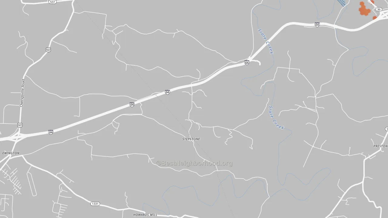 Bike Grade map of Stepstone, KY