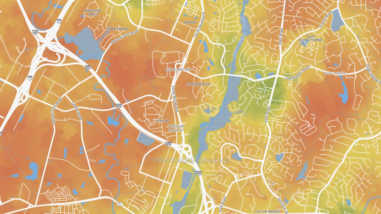 Bike Grade map of Sterling, Charlotte, NC