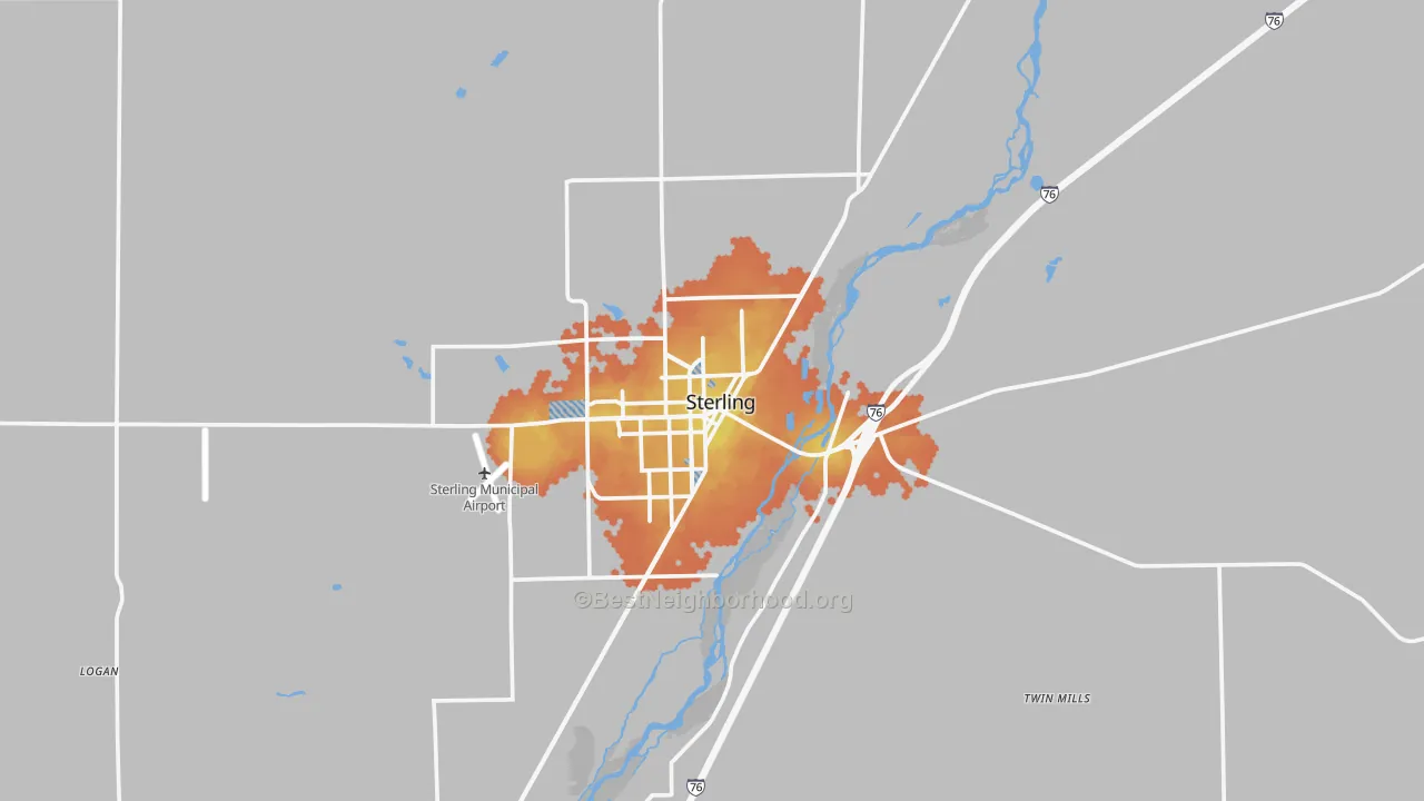 Bike Grade map of Sterling, CO