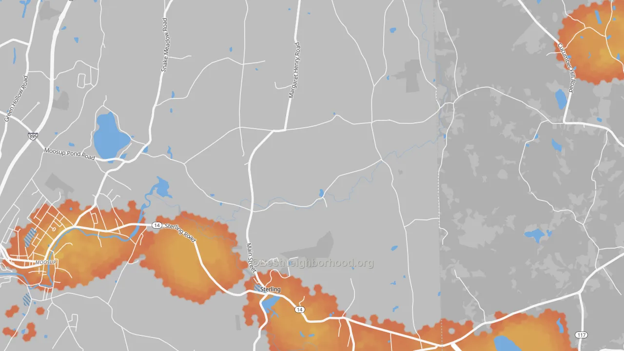 Bike Grade map of Sterling, CT