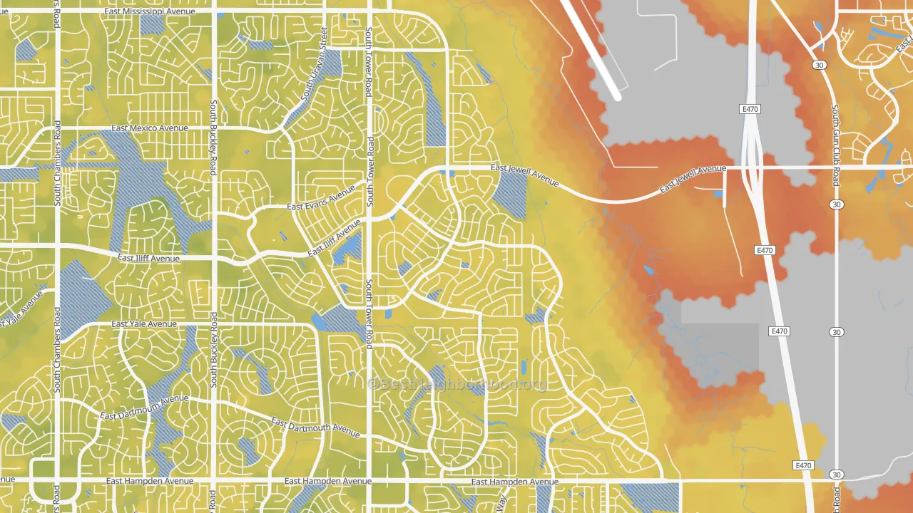 Bike Grade map of Sterling Hills, Aurora, CO