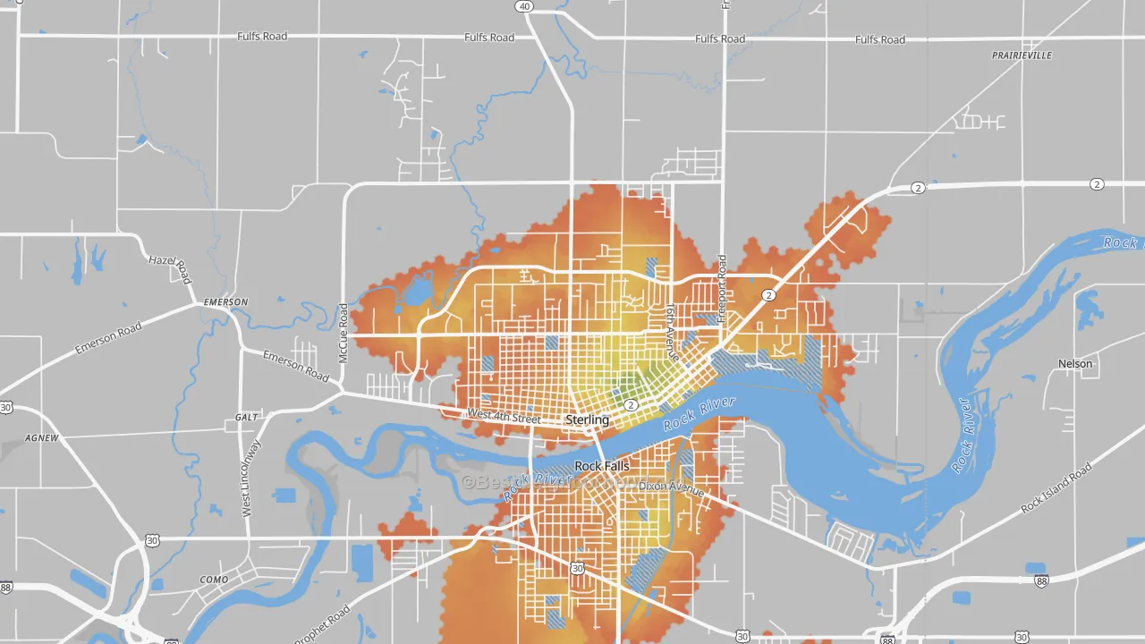 Bike Grade map of Sterling, IL