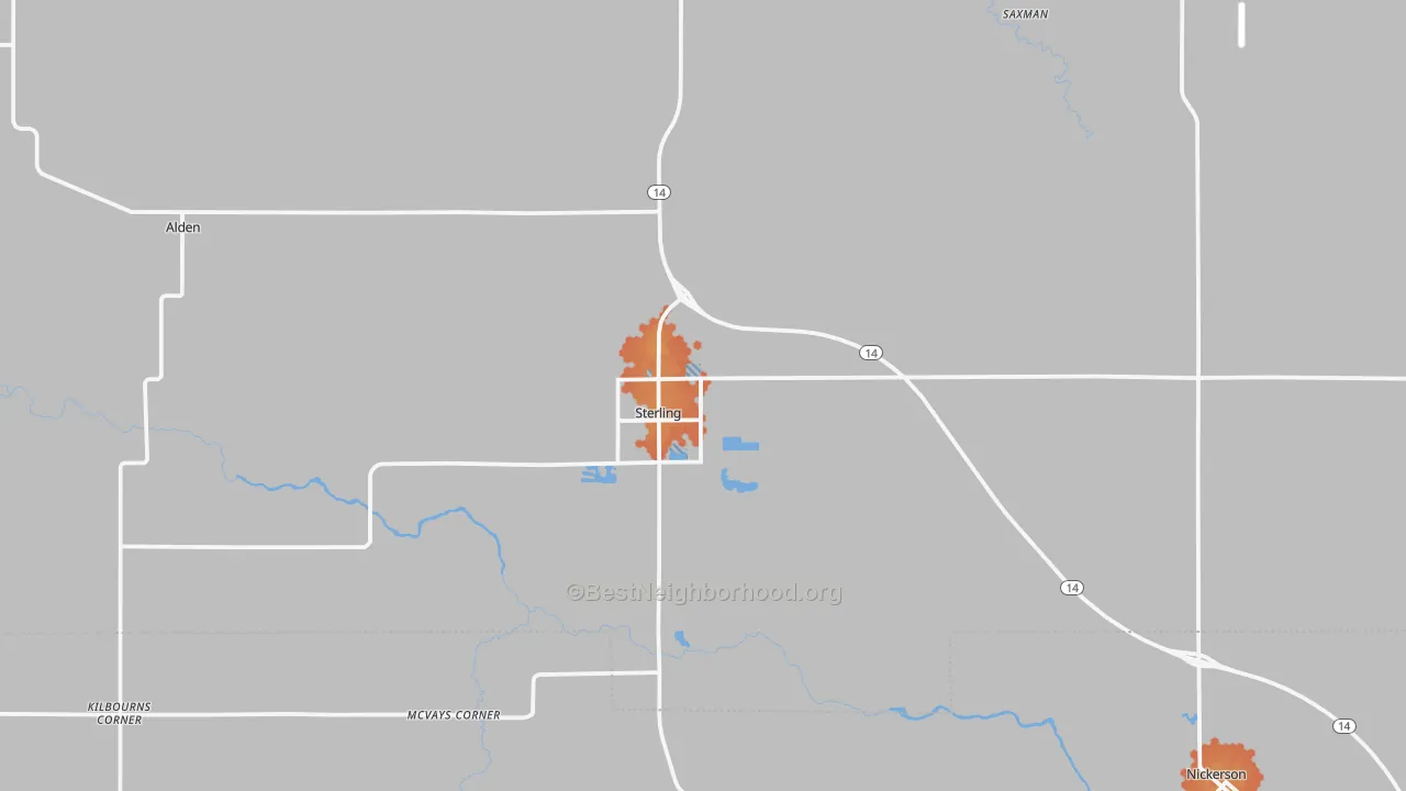 Bike Grade map of Sterling, KS