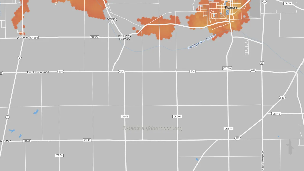 Bike Grade map of Sterling, OH