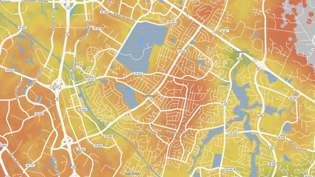 Bike Grade map of Sterling Park, Sterling, VA