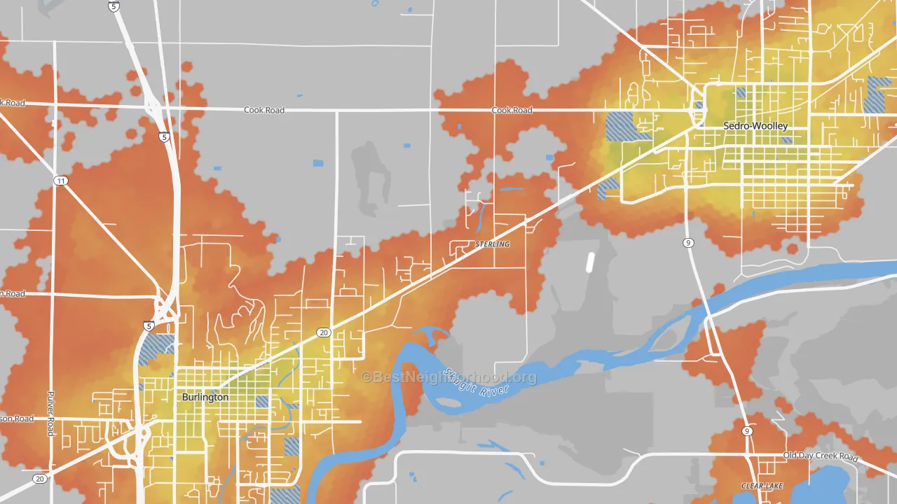 Bike Grade map of Sterling, WA