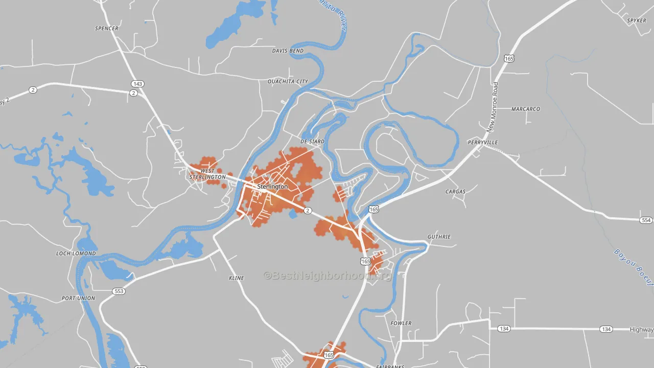 Bike Grade map of Sterlington, LA