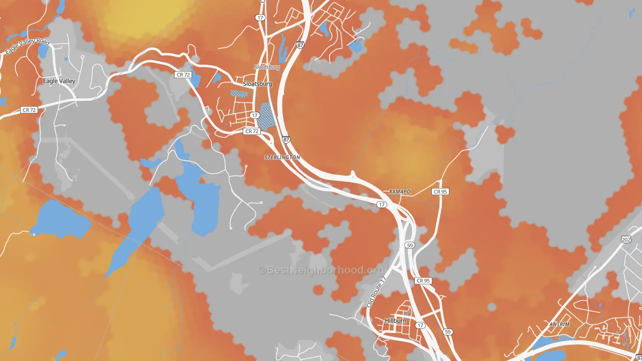 Bike Grade map of Sterlington, NY