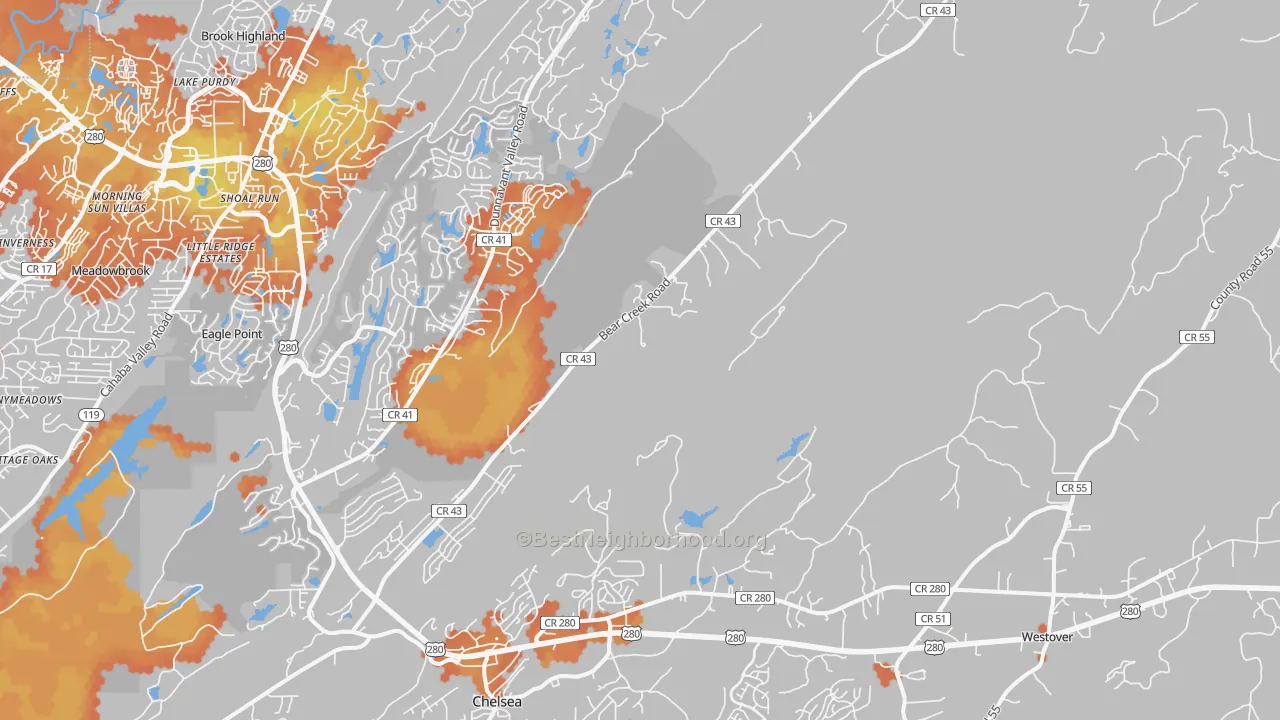 Bike Grade map of Sterrett, AL
