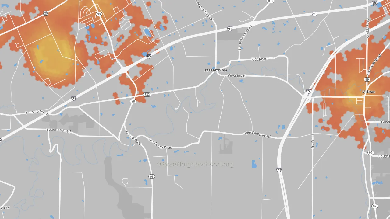Bike Grade map of Sterrettania, PA
