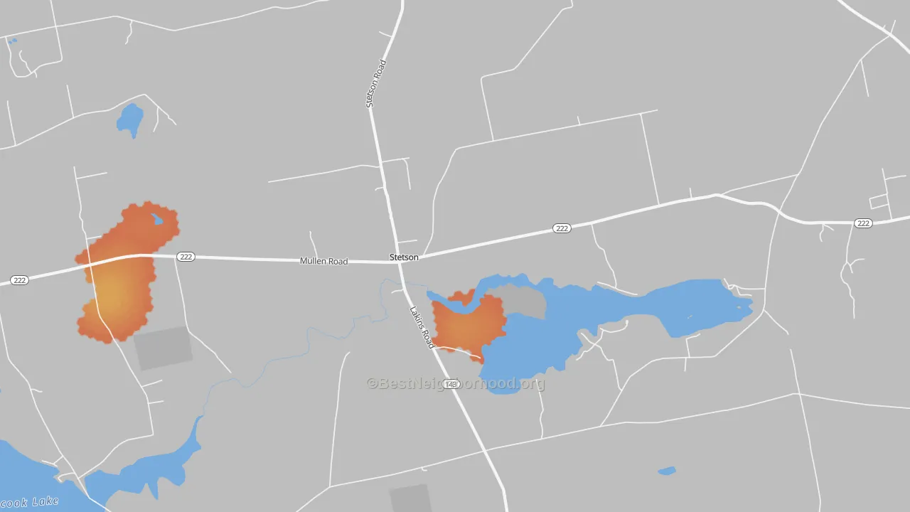 Bike Grade map of Stetson, ME