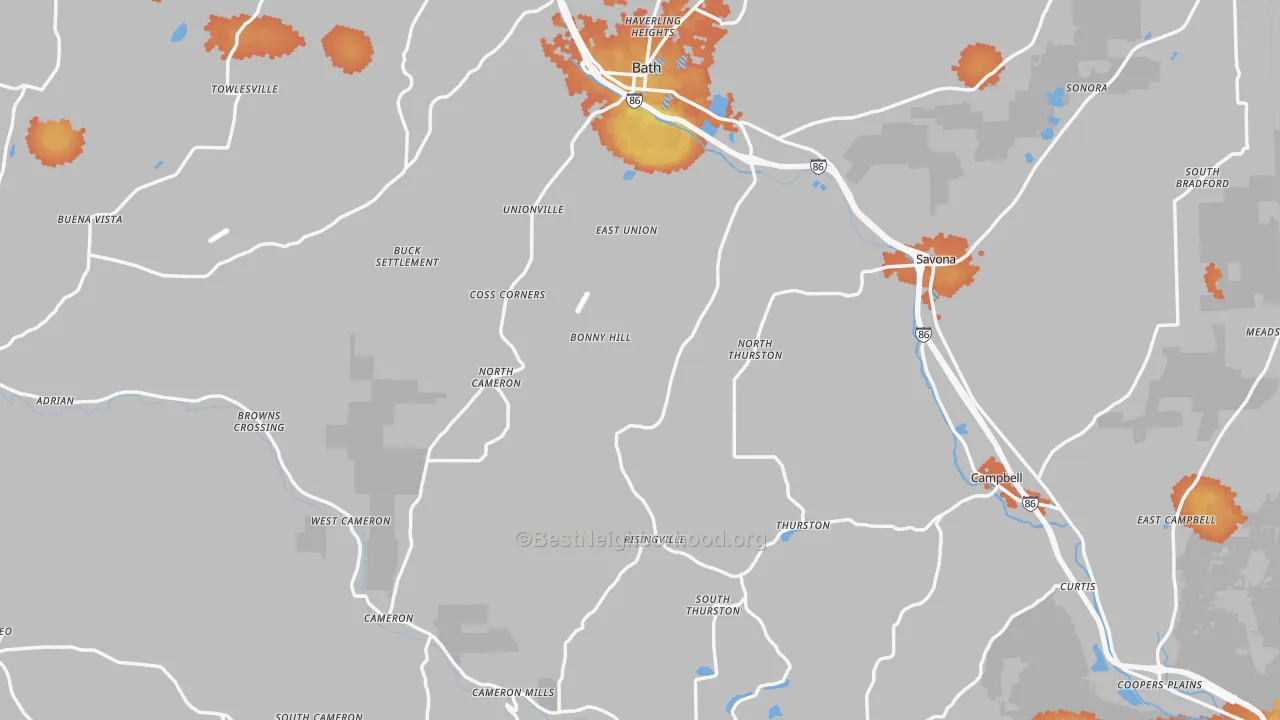 Bike Grade map of Steuben County, NY