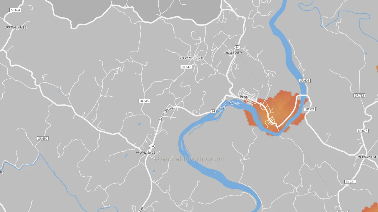 Bike Grade map of Stevens Creek, VA
