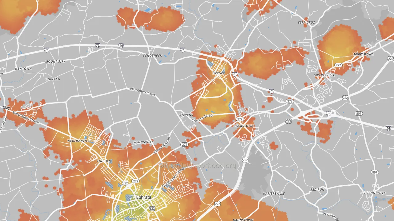 Bike Grade map of Stevens, PA