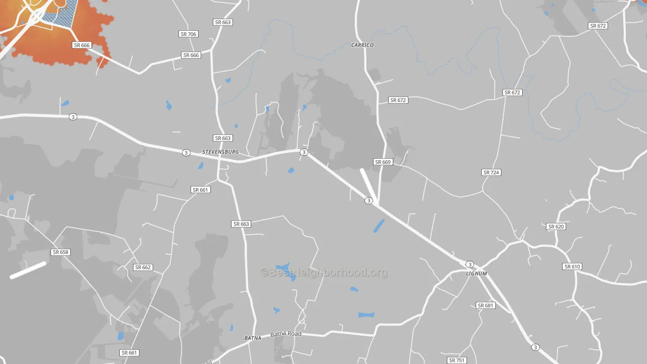 Bike Grade map of Stevensburg, VA