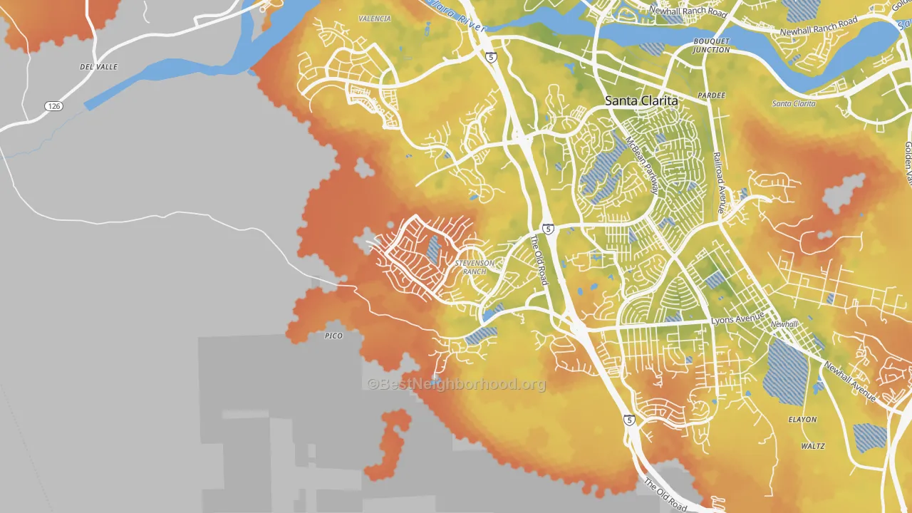 Bike Grade map of Stevenson Ranch, CA