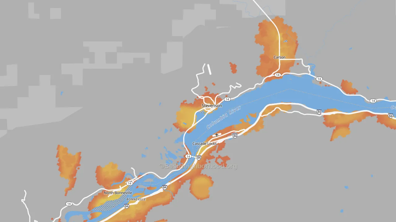 Bike Grade map of Stevenson, WA