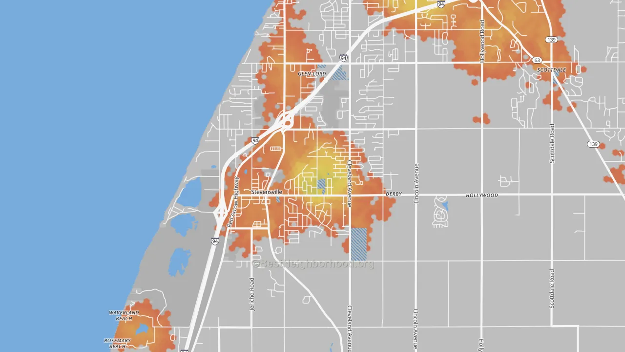 Bike Grade map of Stevensville, MI