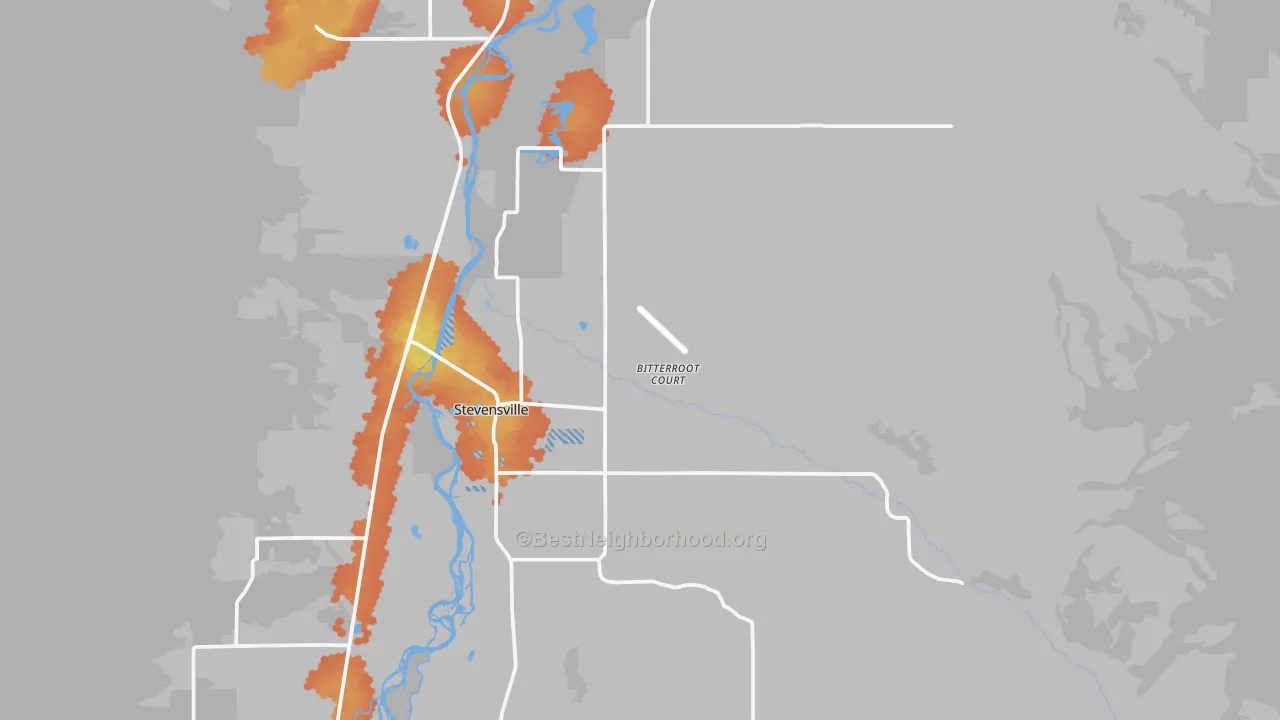 Bike Grade map of Stevensville, MT