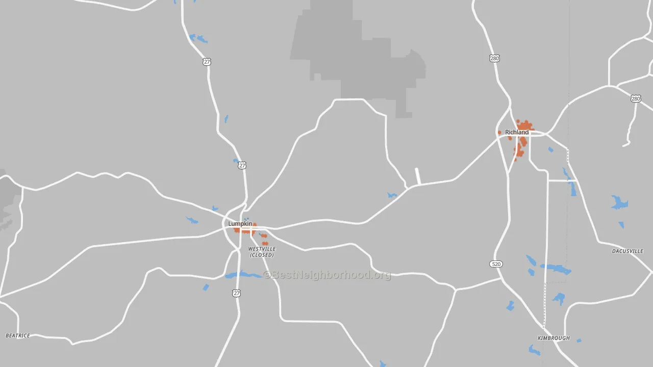Bike Grade map of Stewart County, GA