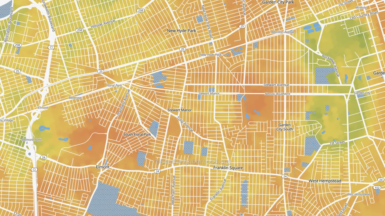 Bike Grade map of Stewart Manor, NY