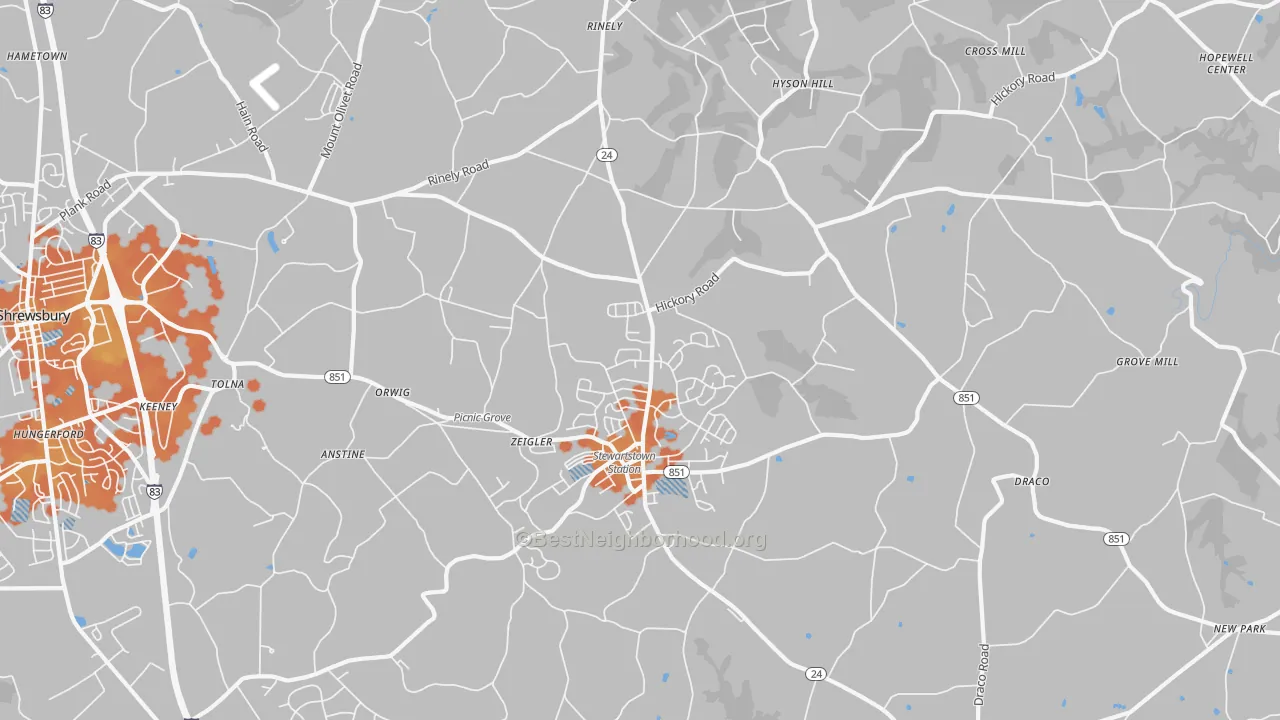 Bike Grade map of Stewartstown, PA