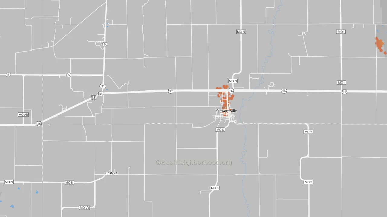 Bike Grade map of Stewartsville, MO