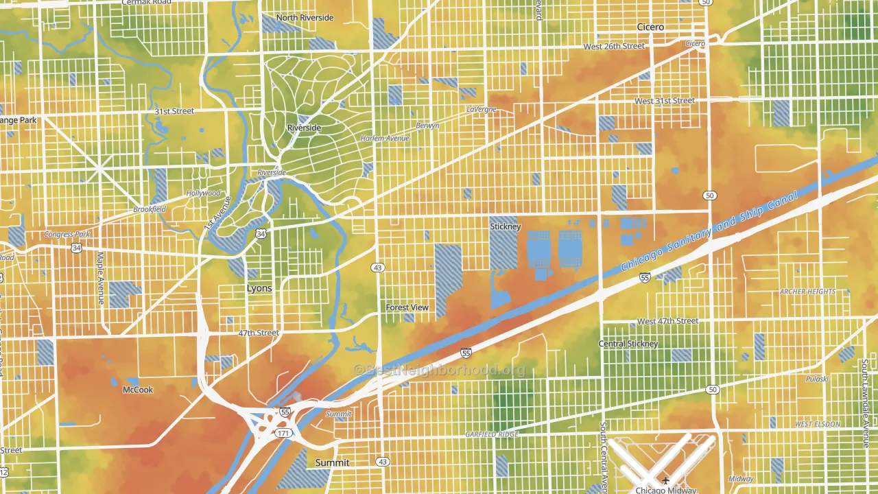 Bike Grade map of Stickney, IL