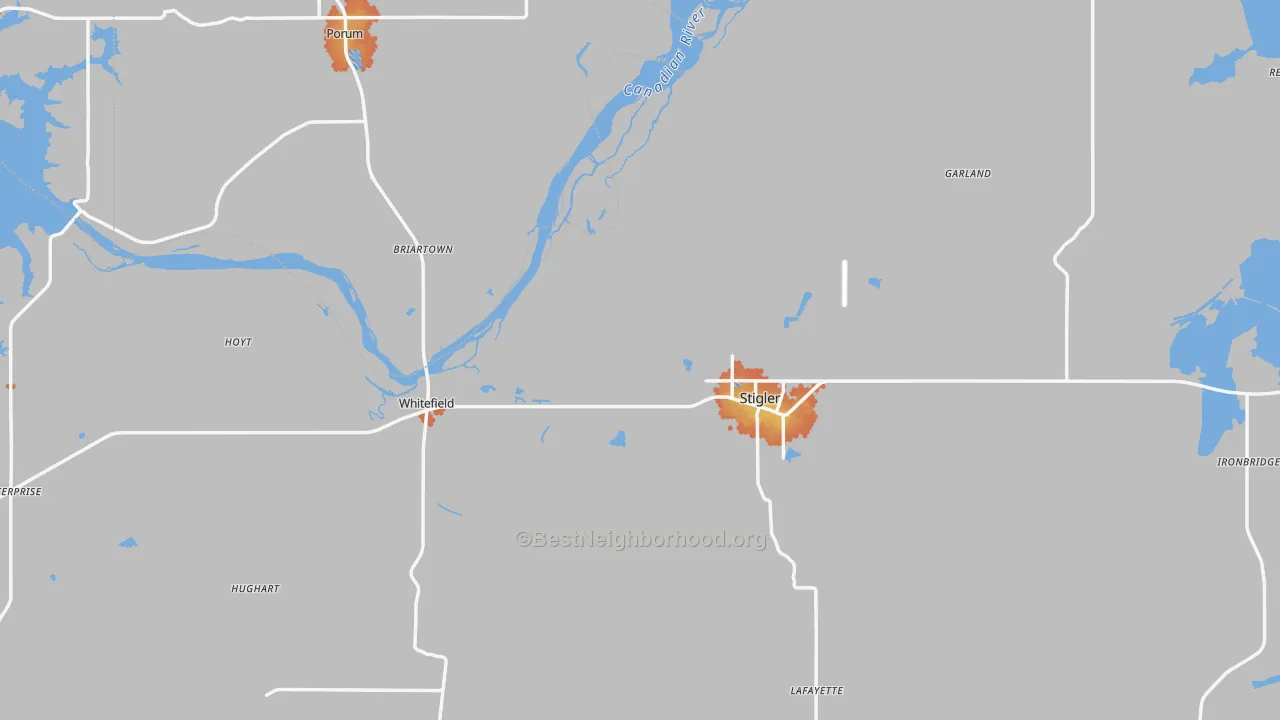 Bike Grade map of Stigler, OK