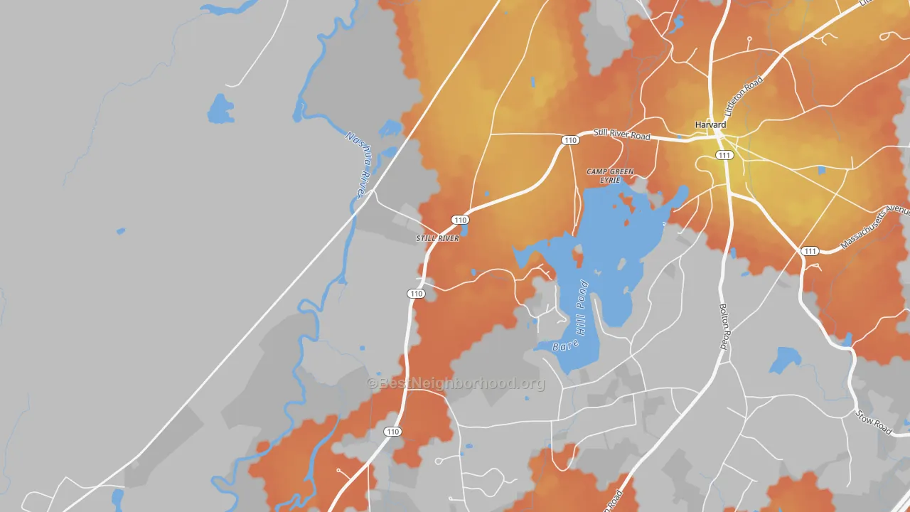 Bike Grade map of Still River, MA