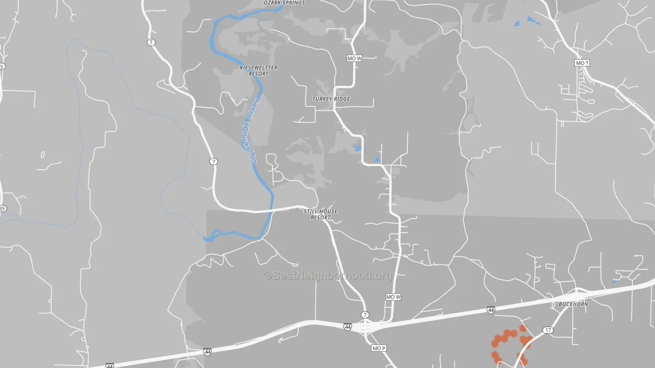 Bike Grade map of Stillhouse Springs, MO
