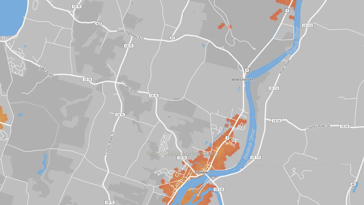Bike Grade map of Stillwater, NY
