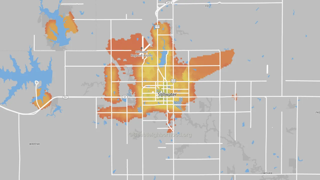 Bike Grade map of Stillwater, OK