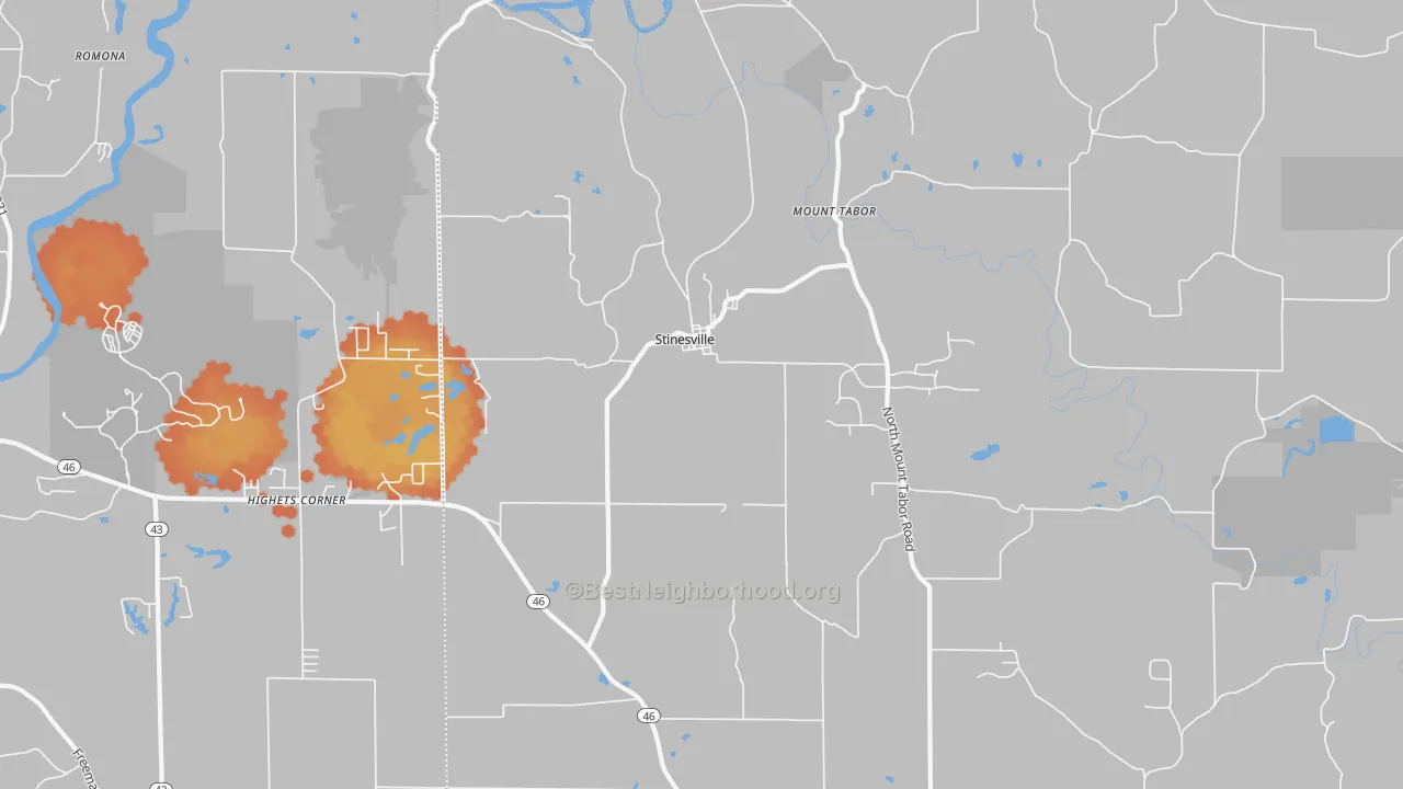 Bike Grade map of Stinesville, IN