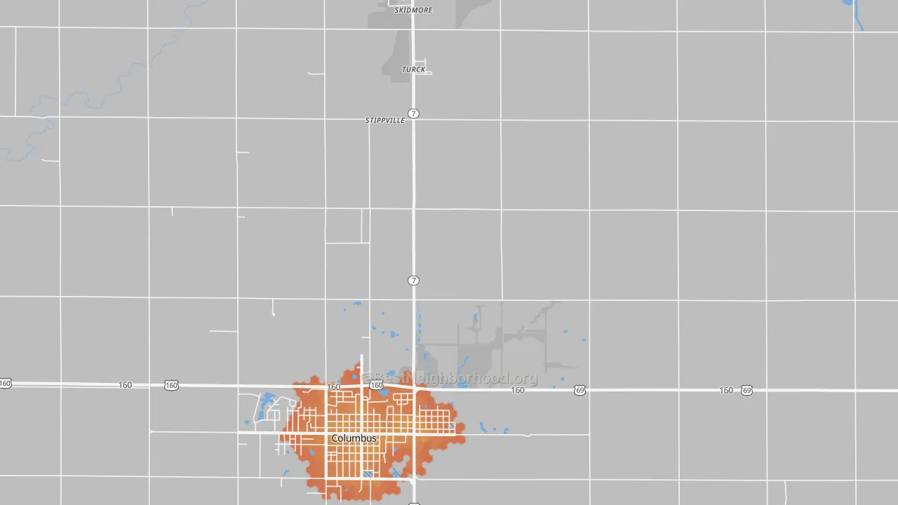 Bike Grade map of Stippville, KS