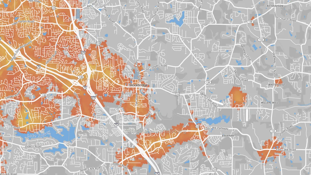 Bike Grade map of Stockbridge, GA