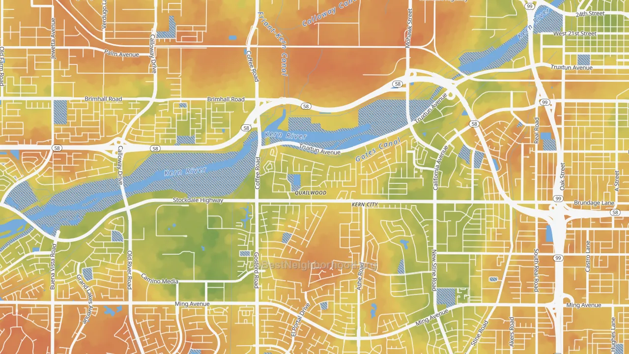 Bike Grade map of Stockdale Greens, Bakersfield, CA