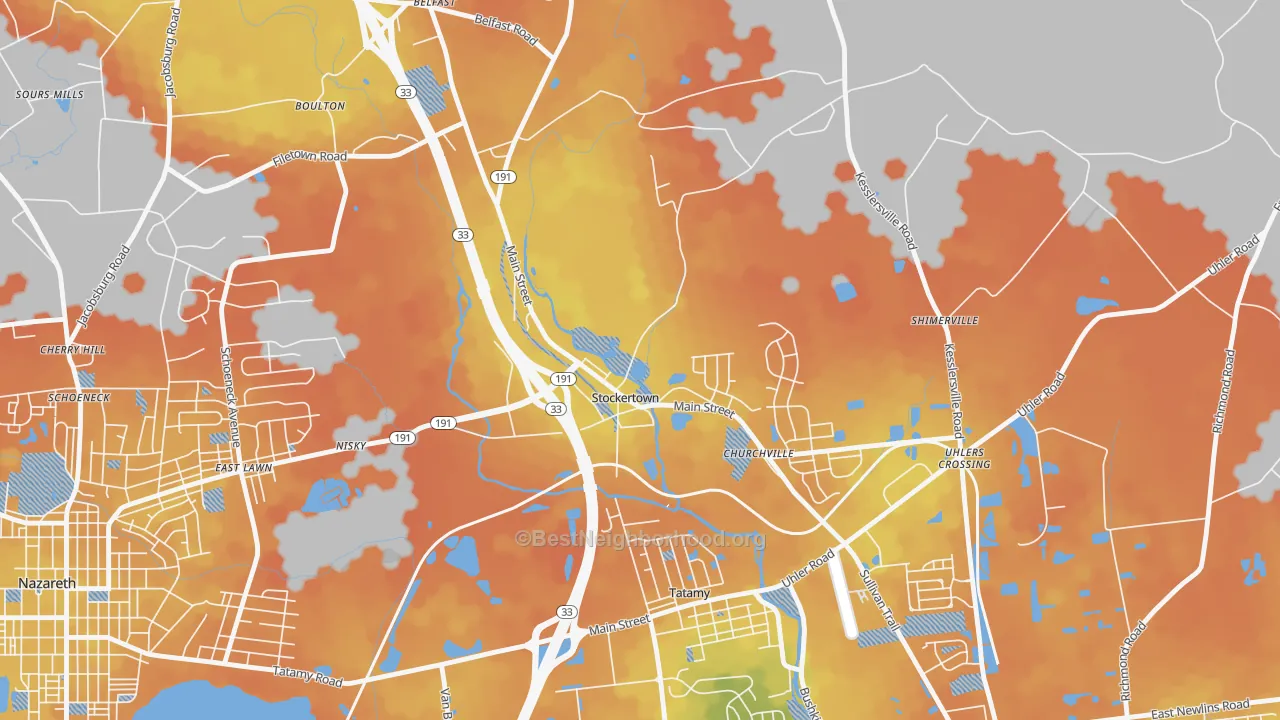 Bike Grade map of Stockertown, PA